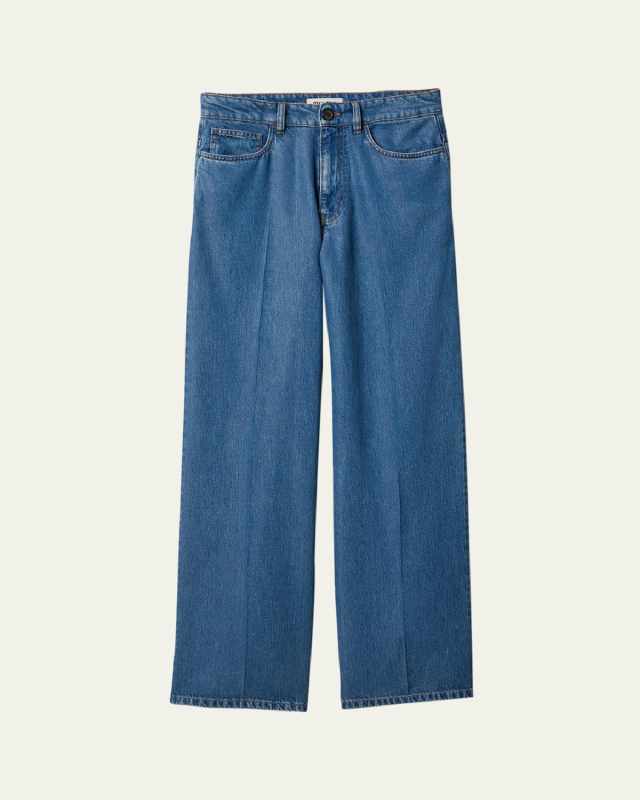 Logo Embroidered Straight Leg Denim Pants